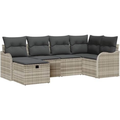 Maison Exclusive - Set Divano da Giardino 6 pcs Grigio chiaro Poly Rattan