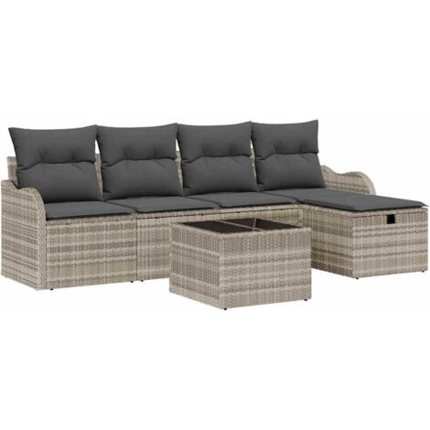 Maison Exclusive - Set Divano da Giardino 6 pcs Grigio chiaro polyrattan