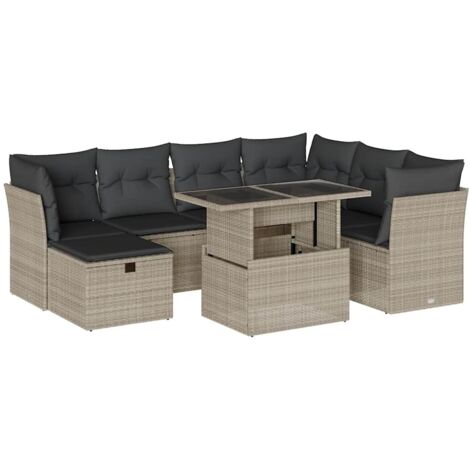 Maison Exclusive - Set Divano da Giardino 8pz con Cuscini Grigio Chiaro Polyrattan