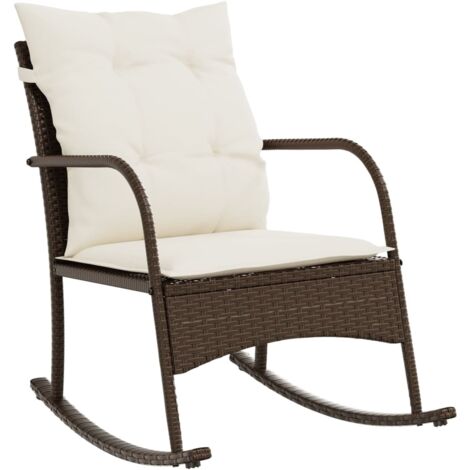 Maison Exclusive - Silla mecedora de jardín con cojines ratán sintético marrón