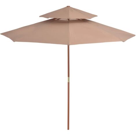 Maison Exclusive - Sombrilla de dos pisos palo de madera taupe 270 cm