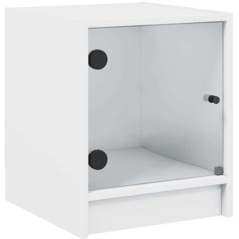 Maison Exclusive - Table de chevet avec porte en verre blanc 35x37x42 cm