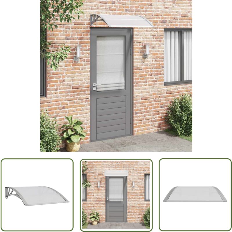 Maison Exclusive The Living Store Türvordach Grau Und Transparent 100x75 Cm Polycarbonat - Türvordach - Markise - Hausüberdachung - Schutzvor Den Elementen