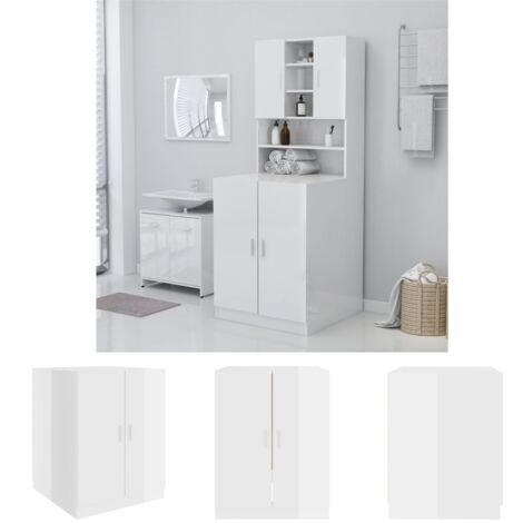 Maison Exclusive - Waschmaschinenschrank Hochglanz-Weiß 71x71,5x91,5 cm