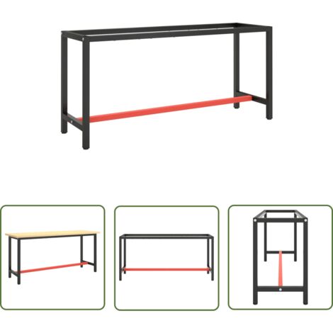 Maison Exclusive - Werkbankgestell Mattschwarz und Mattrot 170x50x79 cm
