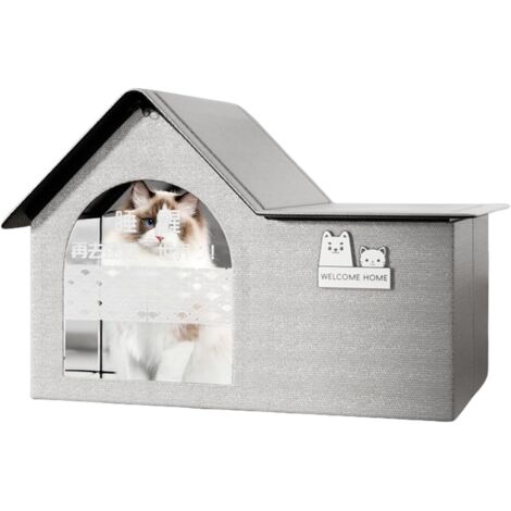 Maison Fraîche pour Chats d'Extérieur,Abri Rafraîchissant Résistant À