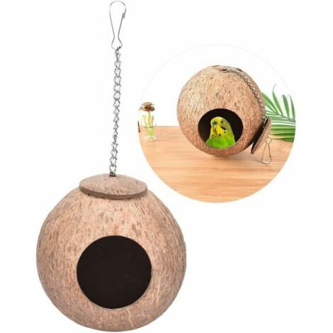 Maison/lit/cage en noix de coco naturelle pour animaux de compagnie comme perroquet, perruche, canari, pinson, pigeon, hamster,
