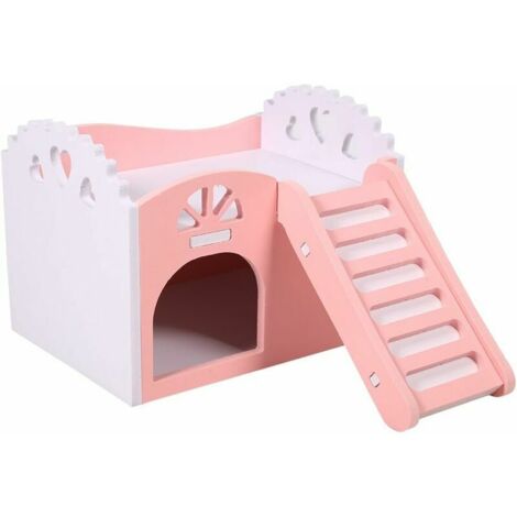 Maison Nid De Hamster Cage De Petit Animal Couchage Jouet Dexercice 2 Couches Avec Escalier Design 151111cm ( Couleur : Rose )