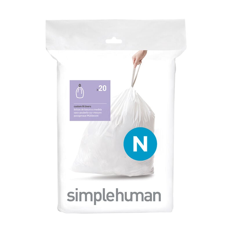 Simplehuman - Pack de 20 sacs poubelle 40-50L code n - Blanc