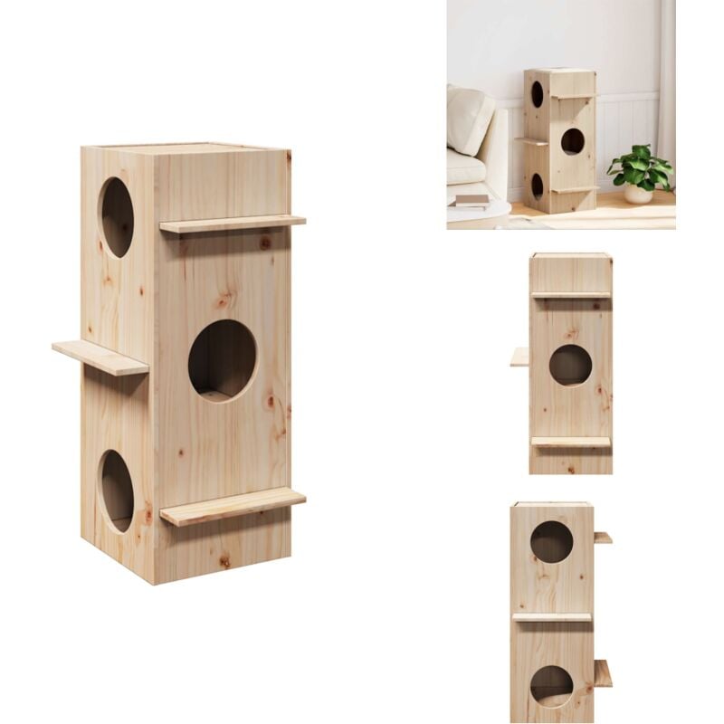 Vidaxl - Maison pour chat 43x43x90 cm bois de pin massif - Maison Pour Chats - Maisons Pour Chats - Maison Pour Chats D'intérieur - Tour à Chats