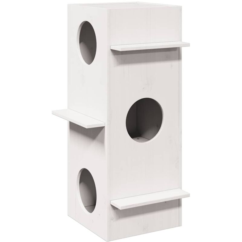 vidaXL Maison pour chat blanc 43x43x90 cm bois de pin massif
