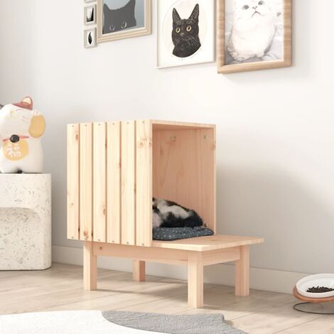 Maison pour chat 60x36x60 cm Bois de pin massif Best331523