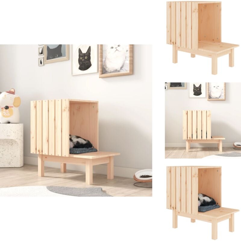 Vidaxl - Maison pour chat 60x36x60 cm Bois de pin massif - Maison Pour Chat - Arbre à Chat - Meuble Pour Chat - Niche Pour Chat - Abri Pour Chat