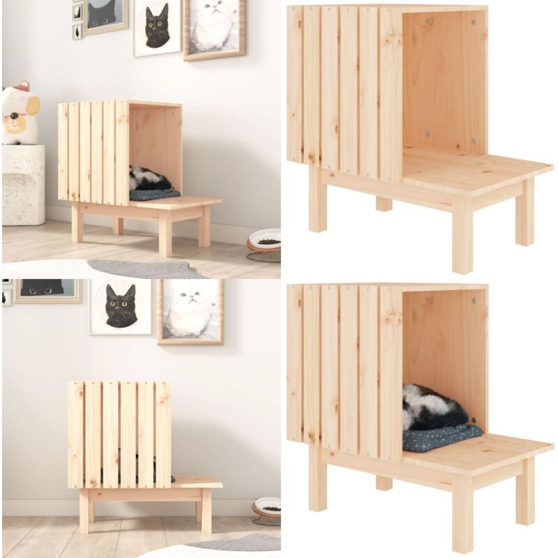 Vidaxl - Maison pour chat 60x36x60 cm Bois de pin massif - Maison Pour Chat - Arbre à Chat - Meuble Pour Chat - Niche Pour Chat - Abri Pour Chat