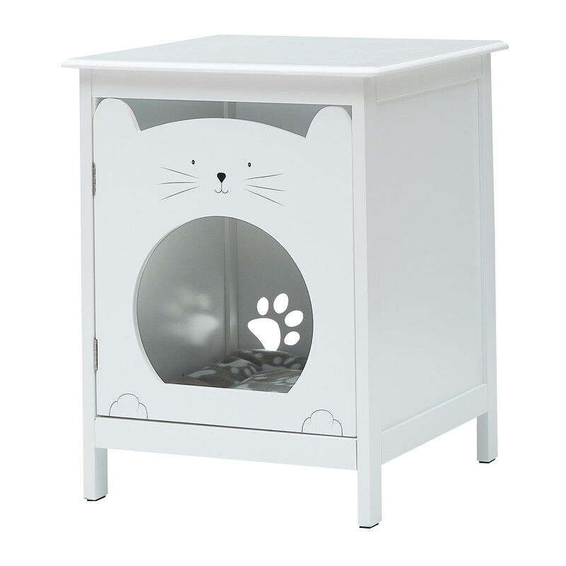 Hoerfuriy - Maison pour chat, bac à litière, armoire pour chat pour bacs à litière et petits chats, toilettes pour chat avec porte ouverte, table
