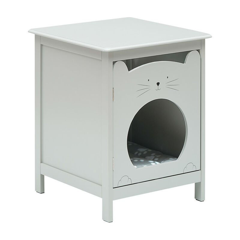 Hoerfuriy - Maison pour chat, bac à litière, armoire pour chat pour bacs à litière et petits chats, toilettes pour chat avec porte ouverte, table