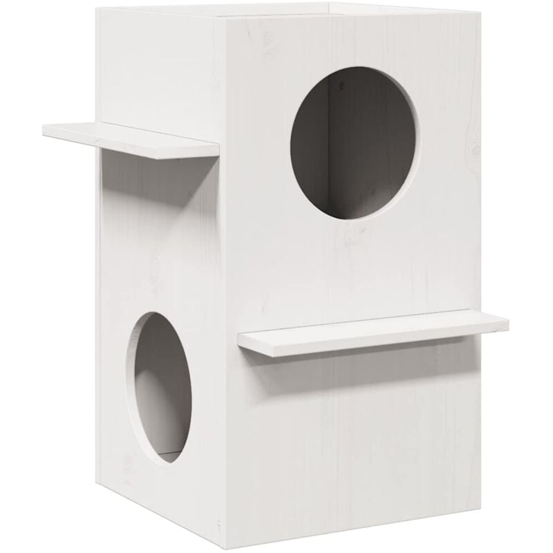Vidaxl - Maison pour chat blanc 43x43x60 cm bois de pin massif