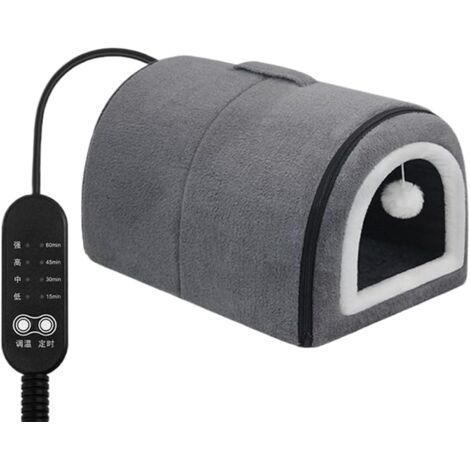Maison pour Chat Chauffée - Niche pour Chat avec Toit Arqué
