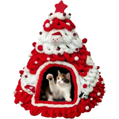 Maison pour chat - Design en forme d'arbre - Nid tricoté