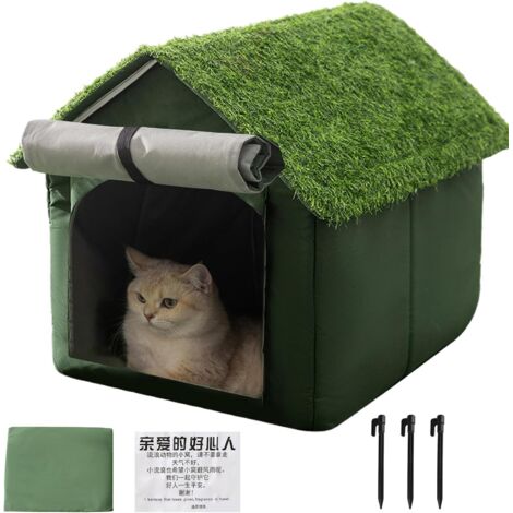Maison pour Chat d'Extérieur,Imperméable Et Résistant Au Vent Avec Lit