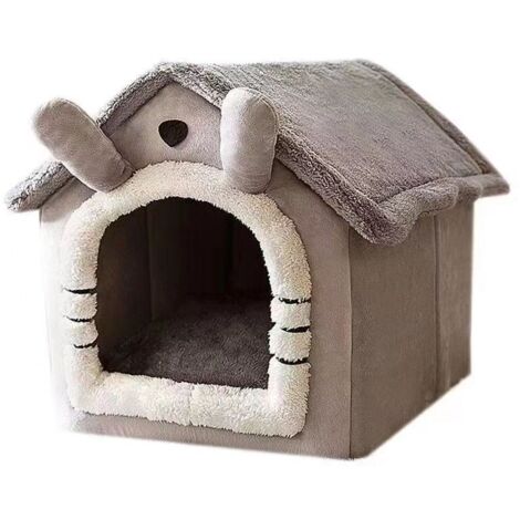 Maison pour chat et chien grande taille 45×40×45, toutes saisons, lavable amovible, chaude pour hiver