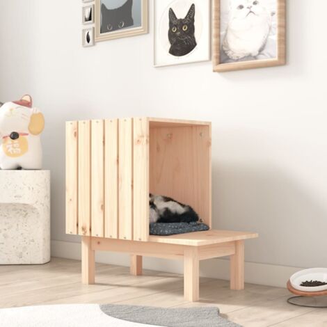 Maison pour chat  Maisonnette pour chat 60x36x60 cm Bois de pin massif 54749