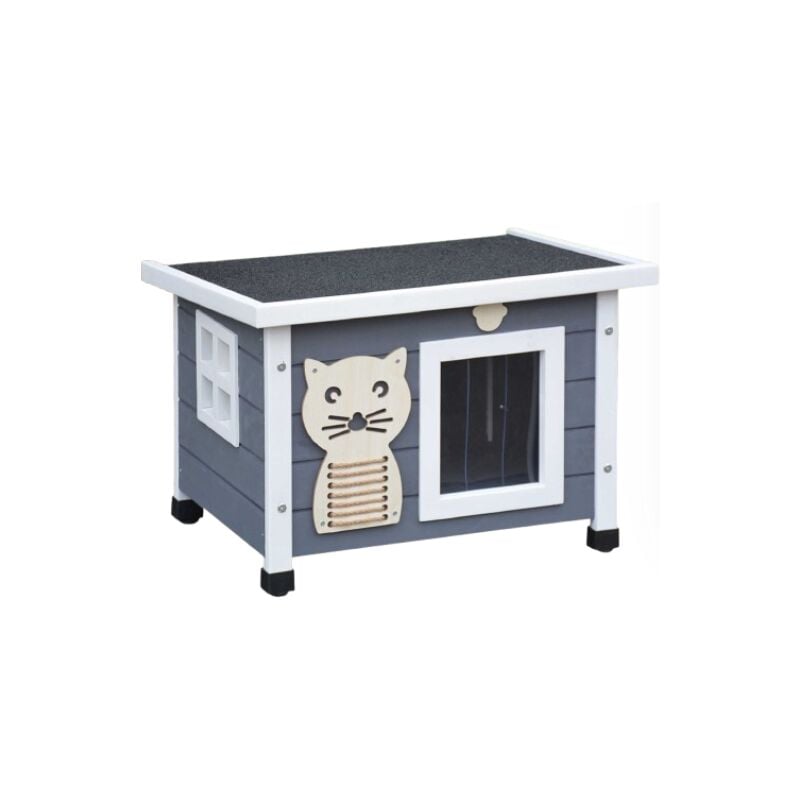 Bb-loisir - Maison pour chat niche avec toit pliable pour exterieur et interieur 53x45x43cm Filix Gris