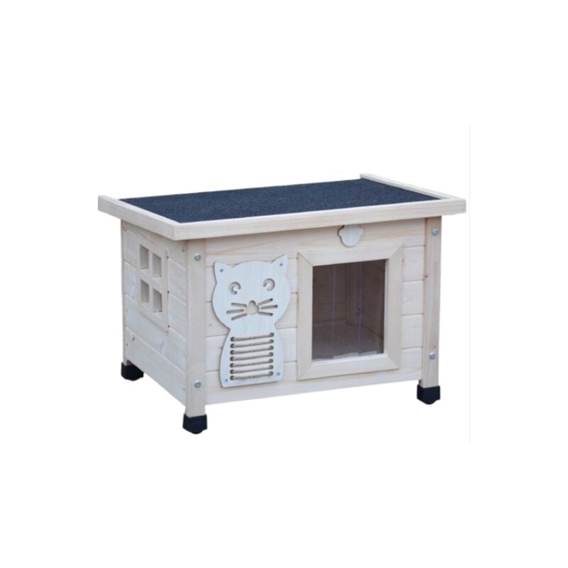 Bb-loisir - Maison pour chat niche avec toit pliable pour exterieur et interieur 53x45x43cm Filix Natur