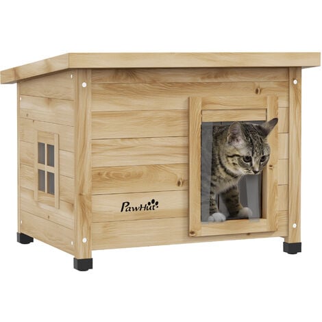 Maison pour chat niche extérieure en bois pré-huilé
