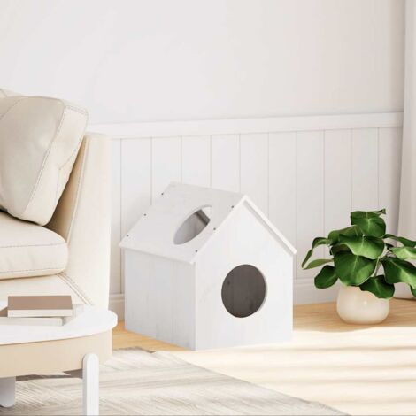 Maison pour chat，Jouets pour chat，Arbre à Grimper blanc 41x50x50 cm bois de pin massif CFW85878