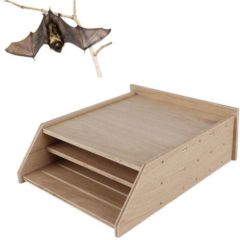 Maison pour Chauves-souris en Bois Triad - Refuge Naturel Écologique Résistant aux Intempéries, Dimensions 24x18.3x7cm avec Plaque Base et Accessoires