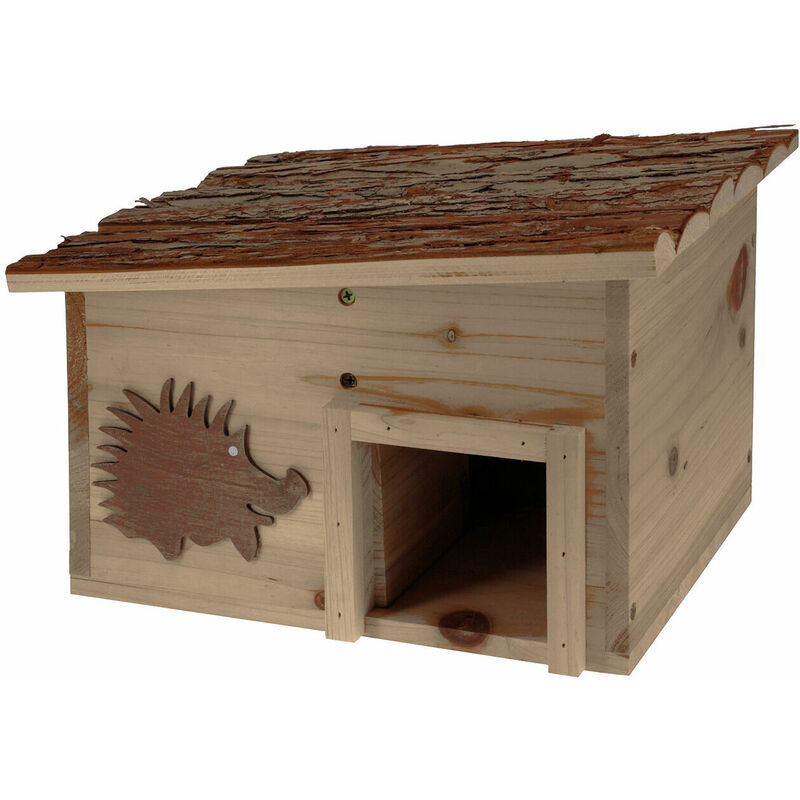 Spetebo - Maison pour hérissons avec toit plat - 34x28x22 cm - Hôtel pour hérissons en bois