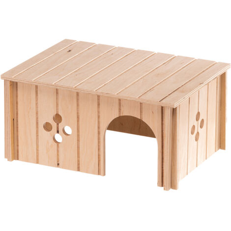 Maison pour lapins en bois éco-durable FSC – Dimensions 33 x 23,6 x h 16 cm – Entrée latérale et ventilation optimisée – Ferplast