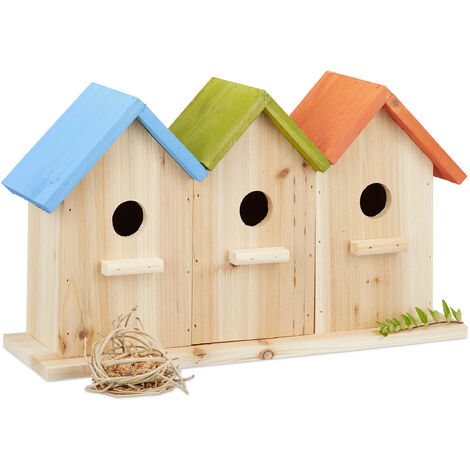 Maison Pour Oiseaux 3 Nichoirs Mangeoire Bois Balcon