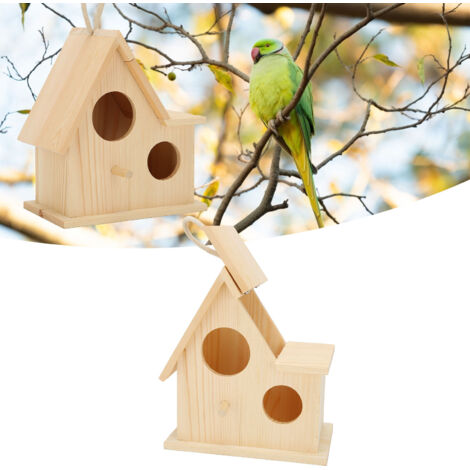 Maison pour oiseaux Bois naturel cabane nichoir pour jardin décor exterieur de décoration balcon