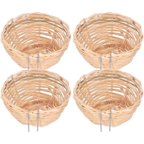 Maison pour Petit Parrot Canary [Maison pour Oiseaux] Bambou Naturel Manuelle Tissée avec Hook 4 Pièces (10.5x5.5cm) pour Reproduction Décor
