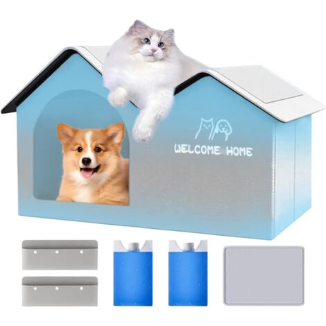 Maison Rafraîchissante pour Chats d'Extérieur Habitat Pliable pour Chat