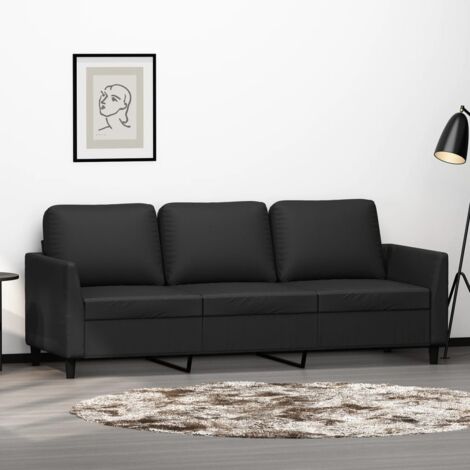 Maisonchic – Canapé droit 3 places noir 180 cm en similicuir – Confort optimal – Structure métal – Largeur de siège 180 cm – Assemblage requis - WFE109897