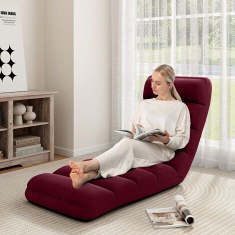Maisonchic – Fauteuil relax pliable 5 positions réglables en faux daim – Confort optimal avec coussin épais – Housse lavable – Charge max 100 kg - CW3753