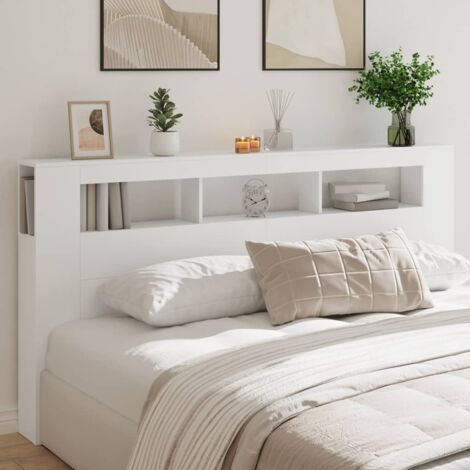 Maisonchic – Tête de lit à LED blanche 200x18,5x103,5 cm – Bois d'ingénierie – Résistance à l'humidité – Connecteur USB – Éclairage RVB ajustable - CON590074