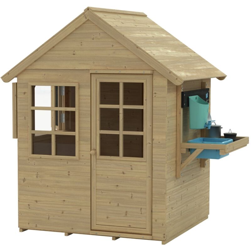 Maisonnette cabane enfant ROMARIN bois FSC® avec cuisine et volets