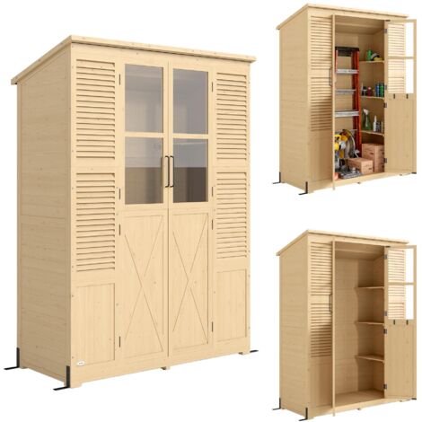 Maisonnette de jardin rustique avec accès direct au jardin, équipée d’un plancher solide et de 4 fenêtres, idéale pour espace vert, terrasse et activité extérieure
