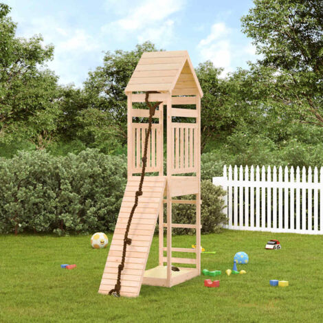 Maisonnette de jeu avec mur d'escalade  Aire de Jeux Maison enfant exterieur bois massif de pin 76917