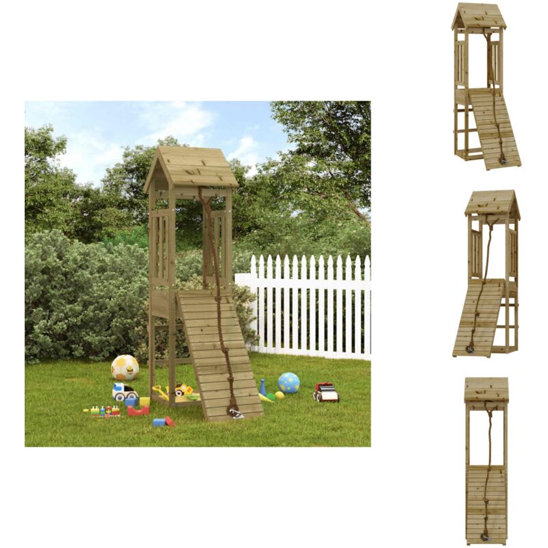 Vidaxl - Maisonnette de jeu avec mur d'escalade bois de pin imprégné - Maison De Jeu En Bois - Aire De Jeux Extérieur - Jouet Enfant - Toboggan