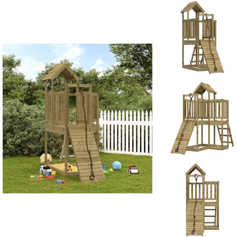 Vidaxl - Maisonnette de jeu avec mur d'escalade bois de pin imprégné - Maison De Jeu En Bois - Jouet Extérieur - Aire De Jeux - Jardin Enfant