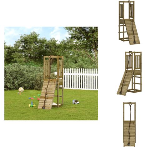 Maisonnette de jeu avec mur d'escalade bois de pin imprégné - Maisonnette De Jeu - Jouet Extérieur - Aire De Jeux - Jeux De Plein Air - Enfant