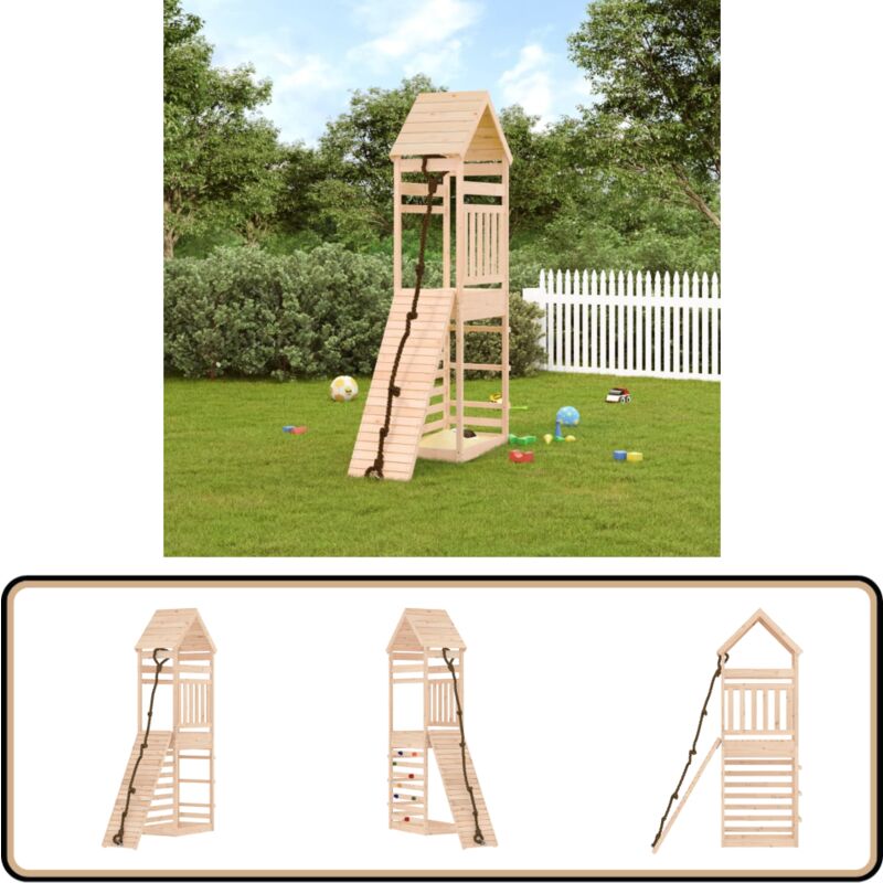 Maisonnette de jeu avec mur d'escalade bois massif de pin - Maison De Jeu En Bois - Aire De Jeux Extérieur - Jouet Enfant - Jeux De Plein Air