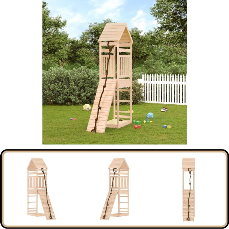 Maisonnette de jeu avec mur d'escalade bois massif de pin - Maison De Jeu En Bois - Aire De Jeux Extérieur - Jouet Enfant - Jeux De Plein Air