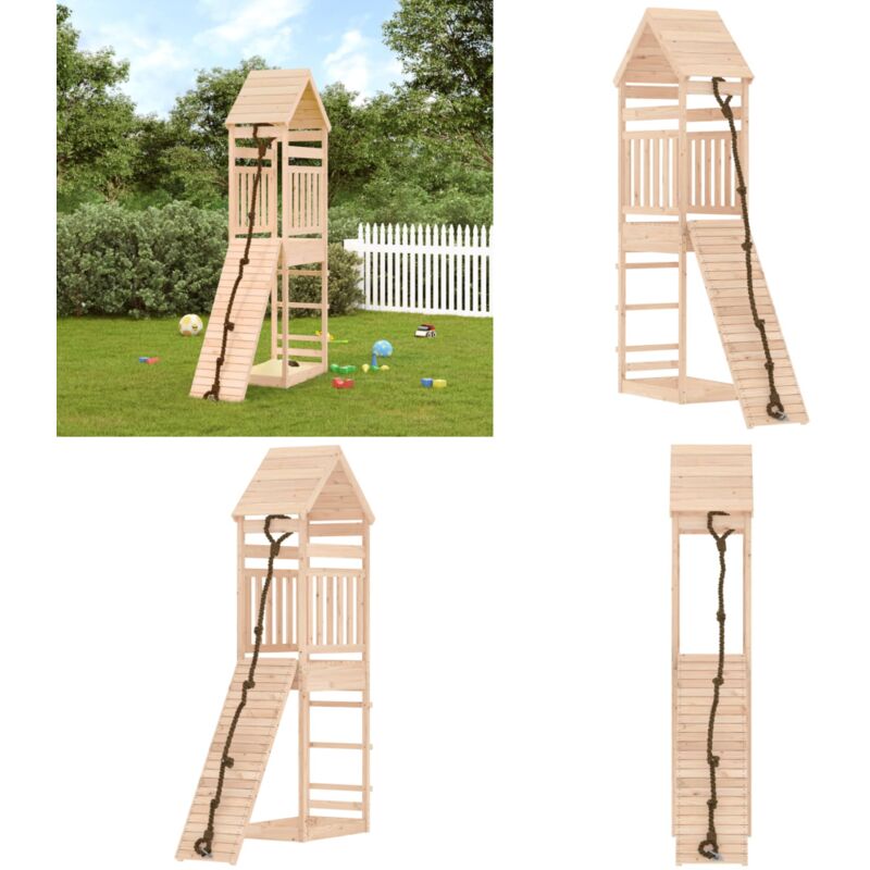 Maisonnette de jeu avec mur d'escalade bois massif de pin - Maison De Jeu En Bois - Aire De Jeux Extérieur - Jouet Enfant - Jeux De Plein Air