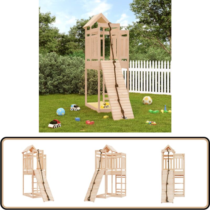 Vidaxl - Maisonnette de jeu avec mur d'escalade bois massif de pin - Maison De Jeu Enfant - Aire De Jeux Extérieur - Jouet Bois - Toboggan